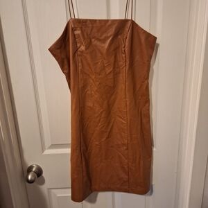 Wild Fable Brown Faux Leather Spagetti Strap Dress Medium